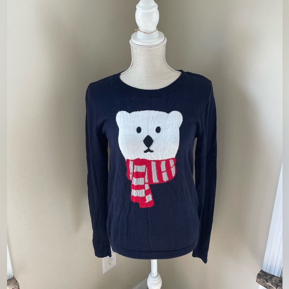 Navy Polar bear sweater by LOFT
